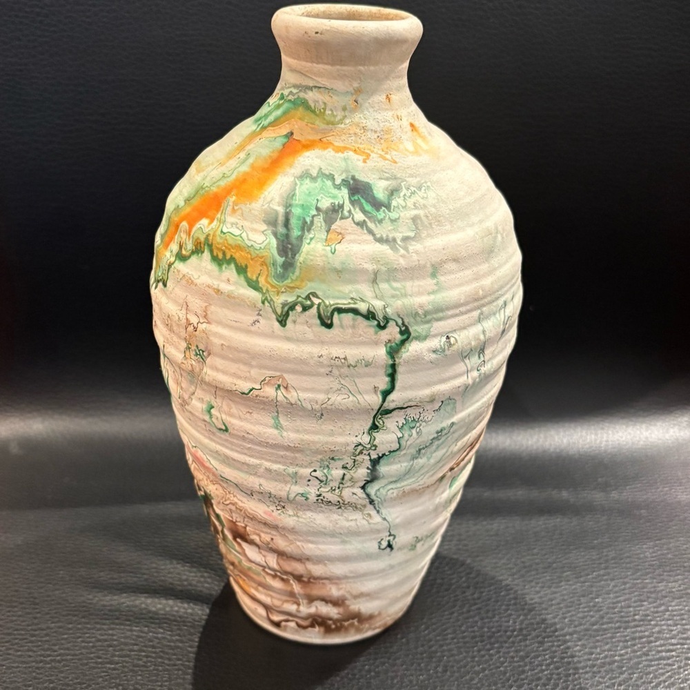 NEMADJI Pottery USA Orange Swirl Splash Vase